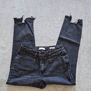 Sofia Curvy Girlfriend Women's Black Distressed Jeans 8